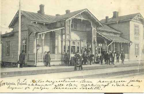 Raivolan asema. Postikorttikuva vuodelta 1904. Carelica.
