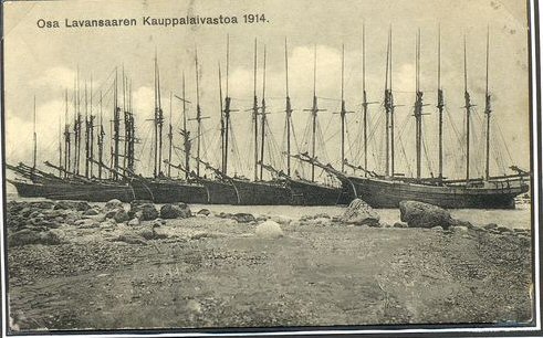 Lavansaaren kauppalaivastoa 1914. Heikkolan kokoelmat, Arvo Heikkola.